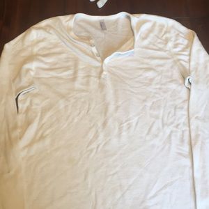 Long-sleeve White Henley Tee | American Apparel